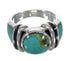 Silver Southwest Jet And Turquoise Inlay Ring Size 5-1/2 AX82568